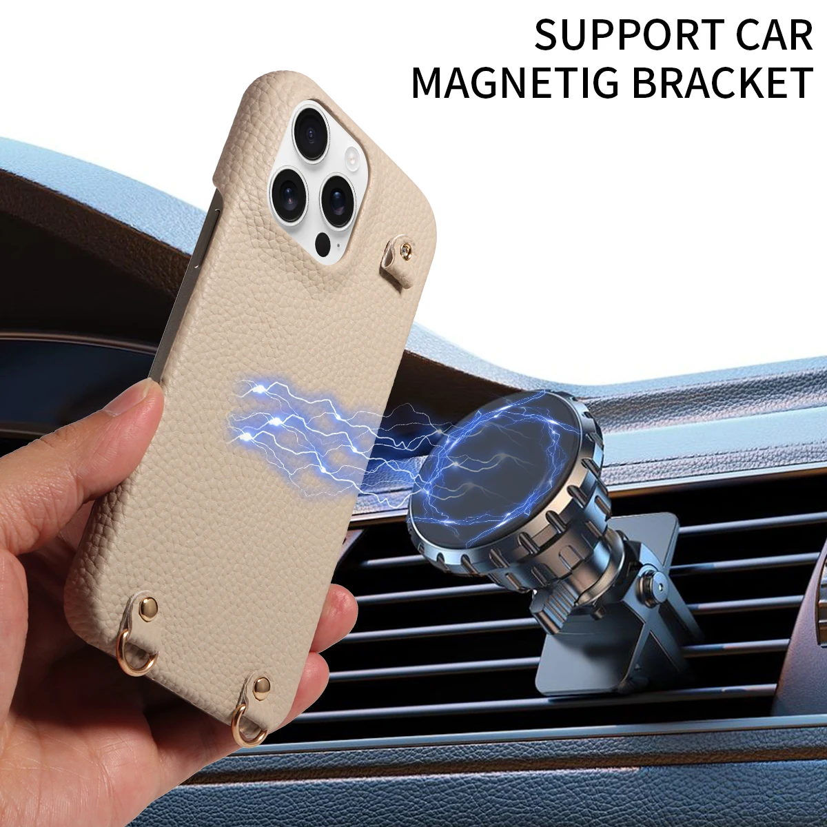 آيفون 16 15 برو ماكس 14 13 12 سلسلة بولي Leather الجلود Magsafe المغناطيسي شحن لاسلكي للصدمات Crossbody محفظة جراب هاتف