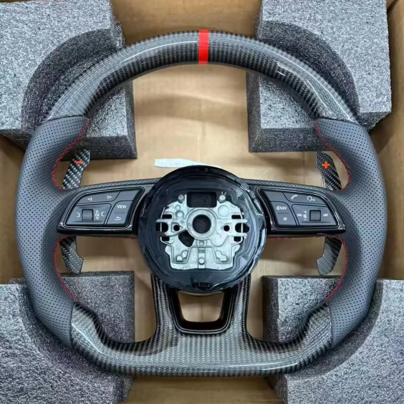Customized Carbon Fiber Leather Car Steering Wheel For Audi B8 B9 R8 A3 A4 A5 A6 A8 Q3 Q5 Q7 Q8 TT S3 S4 S5 RS3 Steering Wheel