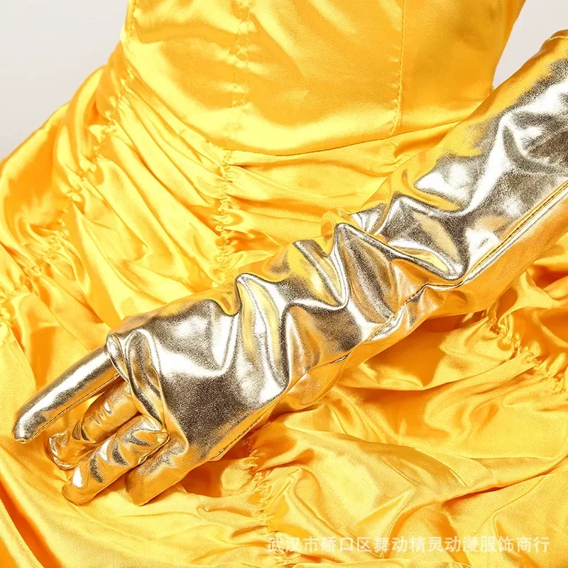 Nuevos adultos Cosplay Navidad mujer princesa bola La Bella y La Bestia disfraz de Bella para niños vestido amarillo elegante W MN3