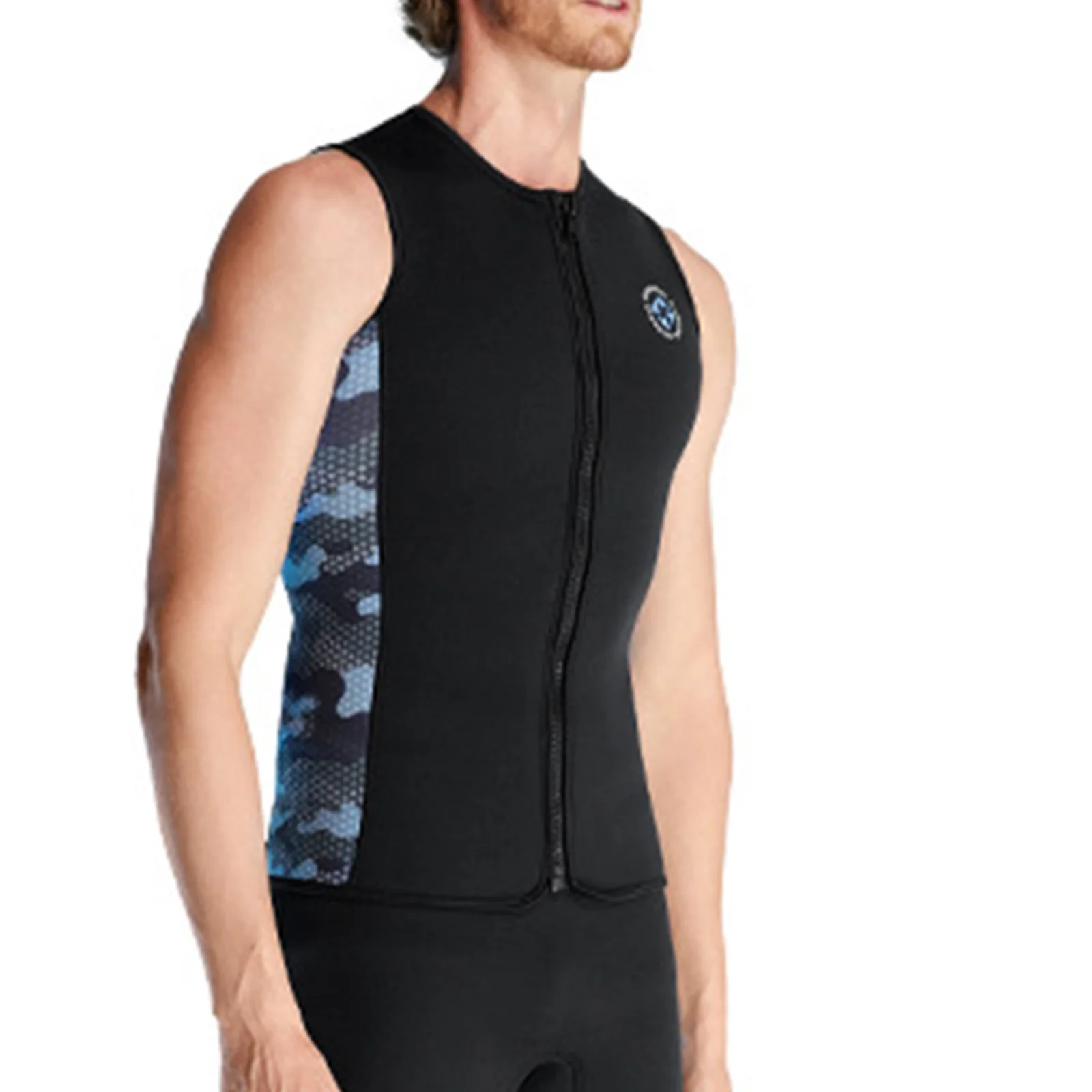 Men Wetsuit Top 3mm Diving Vest Swimsuit for Swimming Canoeing Snorkeling