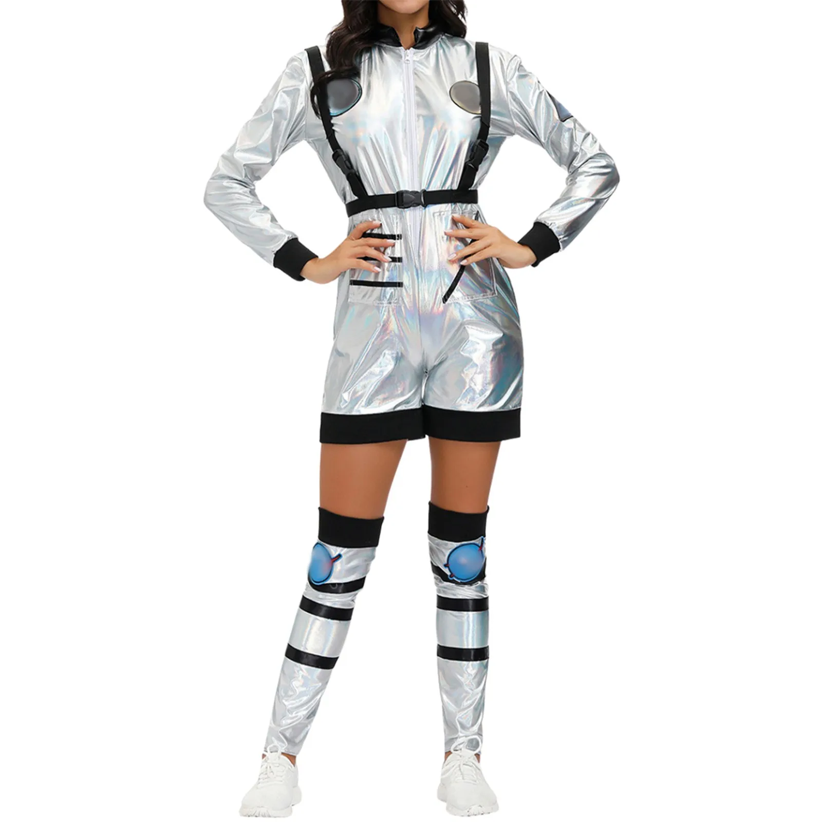 

Costume Astronaut Suit Women Astronaut Costume Halloween Party Jumpsuit Adult Silver Spaceman Costume Space Suit Party Dress up