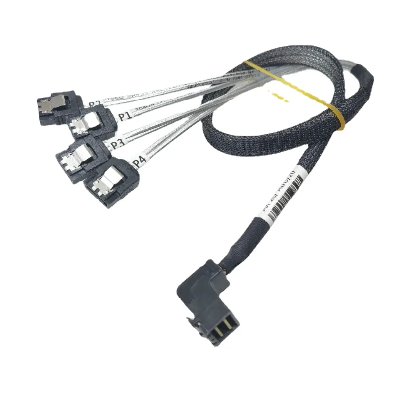 

90 Degree Right Angled Internal 12Gb/s HD 36P Mini SAS SFF-8643 to 4 x SATA Cable Hard Drive Data Server Transmission Line 50CM