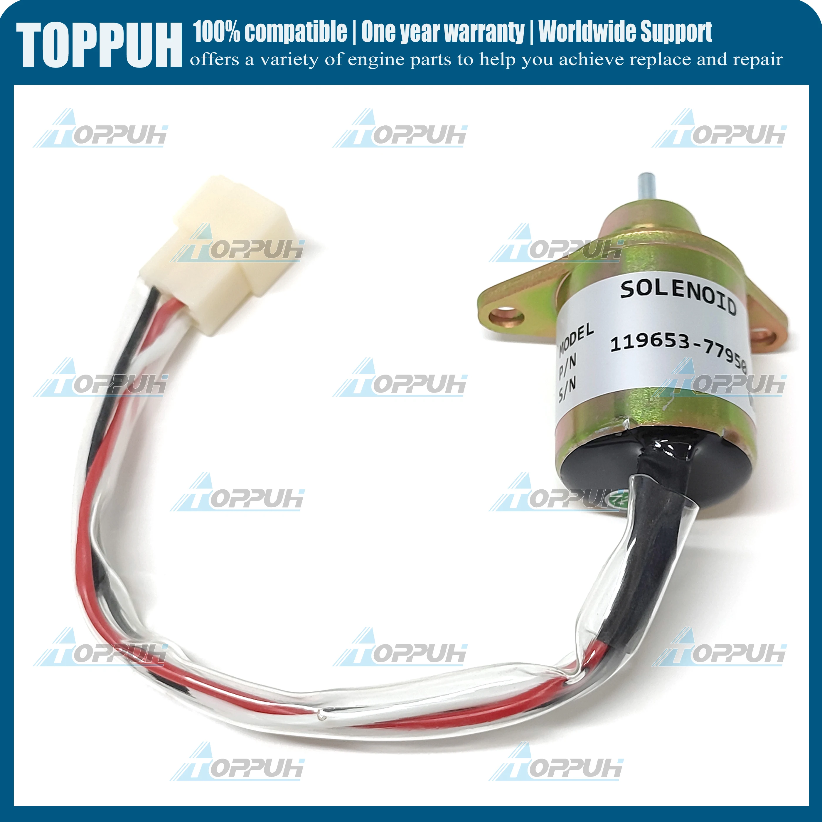 

119653-77950 Solenoid Fuel Stop Shut-Off 12V 1503ES-12S5SUC5S SA-4562T SA-5213 M806808 For Yanmar