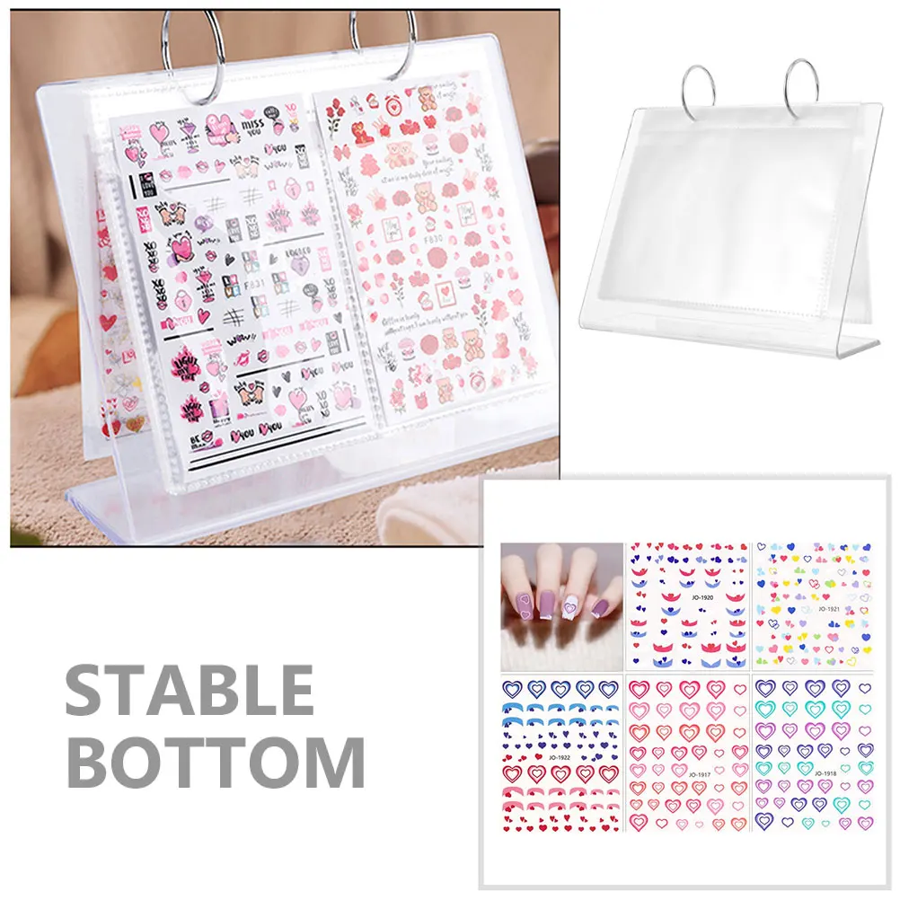 

2Pcs Nail Art Display Stand Acrylic Sticker Holder 34 Pieces 6 Inch Nail Decal Album Desk Organizer Photocard Rack Storage