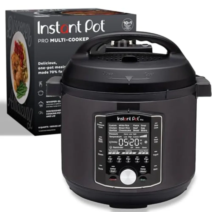 

Pro 10-in-1 Pressure Cooker Slow Cooker Rice/Grain Cooker Steamer Saute Sous Vide Yogurt Maker Sterilizer and Warmer Includes A