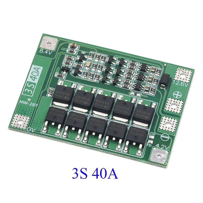 BMS 3S 4S 40A 60A Lithium Battery Charger Protection Board 18650 Battery 11.1V 12.6V/14.8V 16.8V Enhance Balance