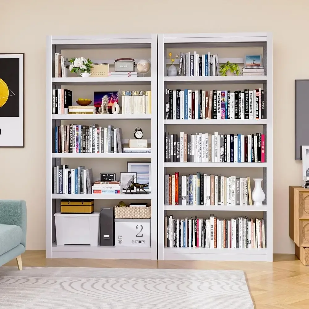 6-Tier Adjustable Steel Bookshelf, 69 Tall, Heavy Duty Metal Storage for Home, Office, or Garage, Black