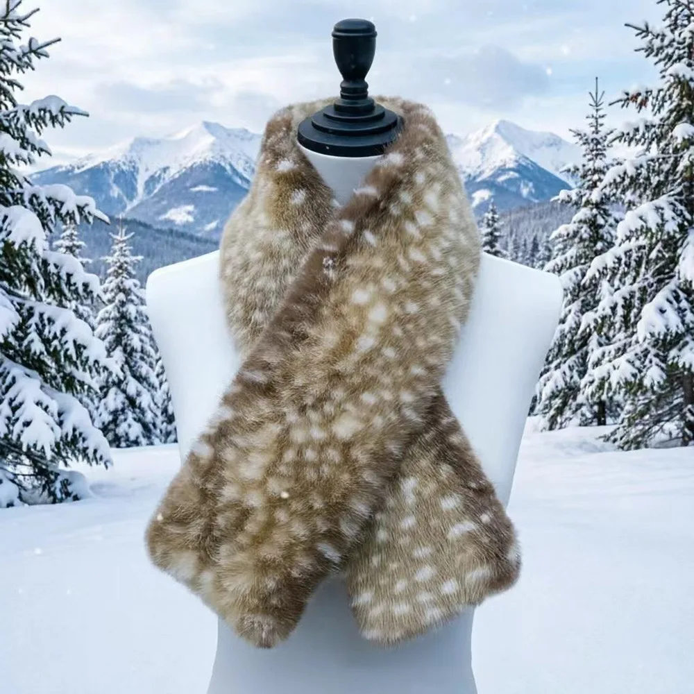 Fashion Faux Fur Winter Hat Scarf Set Windproof Thick Warm Winter Hat Scarf Fur Ear Protection Snood Scarf Women