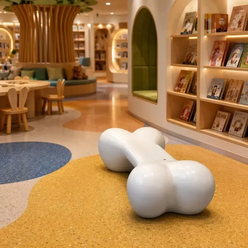 Fiberglass Shaped Bench Seat Statue Glossy Rest Seat Commercial Mall Exhibition Landscape Decor Sculpture
