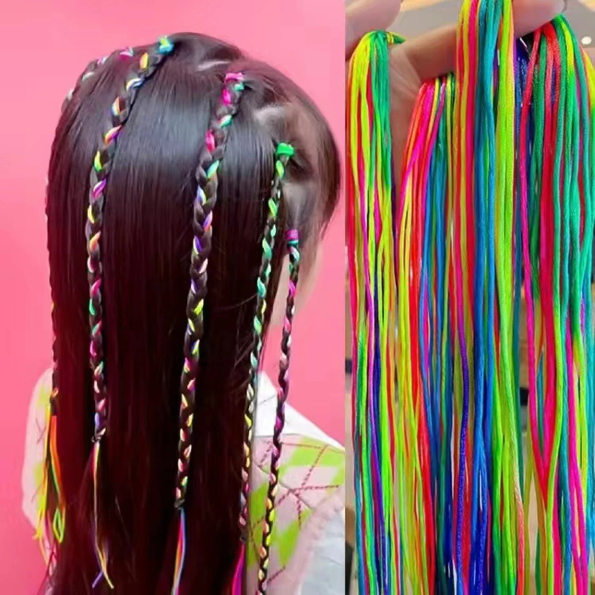 Hair Bands Braiding Hair Accessories Rainbow Braiding Colourful Hair Strands Girls Children Fashion Wrap ropes Braided hair