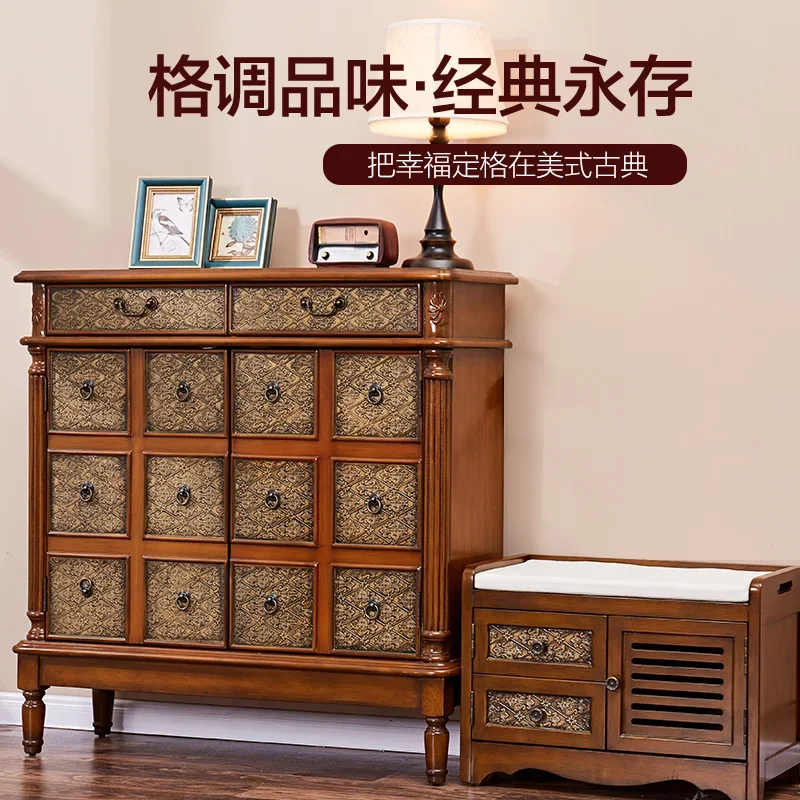 

American painted solid wood shoe cabinet household living room porch cabinet collection locker kitchen dining side cabinet balco