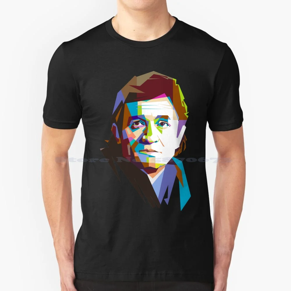 Johnny Cash Artwork T Shirt 100% Cotton Tee Singer Johnny Cash Songwriter Microphone One Person People Usa Black And White