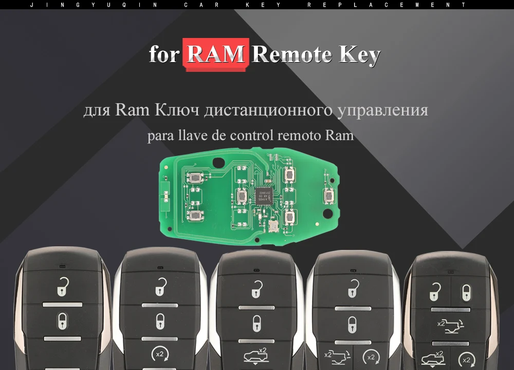 Jingyuqin OHT-4882056 Smart Prox Fernbedienungsschlüssel 433,92 MHz 4A Chip für Dodge Ram 1500 Pickup 2019 2020+ 68291692AD 68291691AD – Detail 2