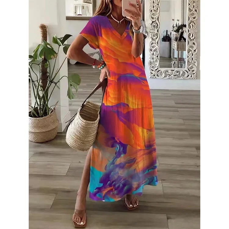 Mini robe de plage pour femmes, grande taille 5XL, mode femmes, robe imprimée, robe de soirée élégante Boho, robe imprimée, été, 2022