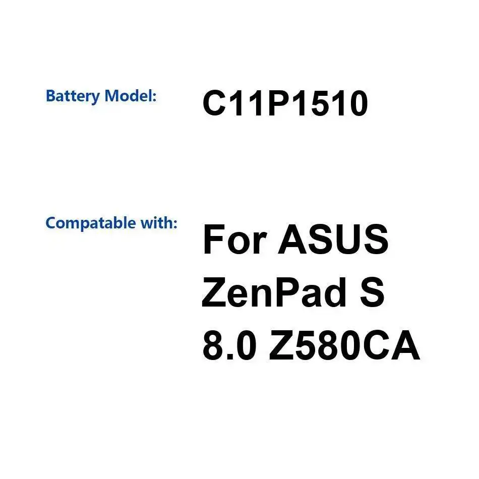 

High Performance Tablet Battery 4000Mah For Asus Zenpad S 8.0 Z580CA C11P1510
