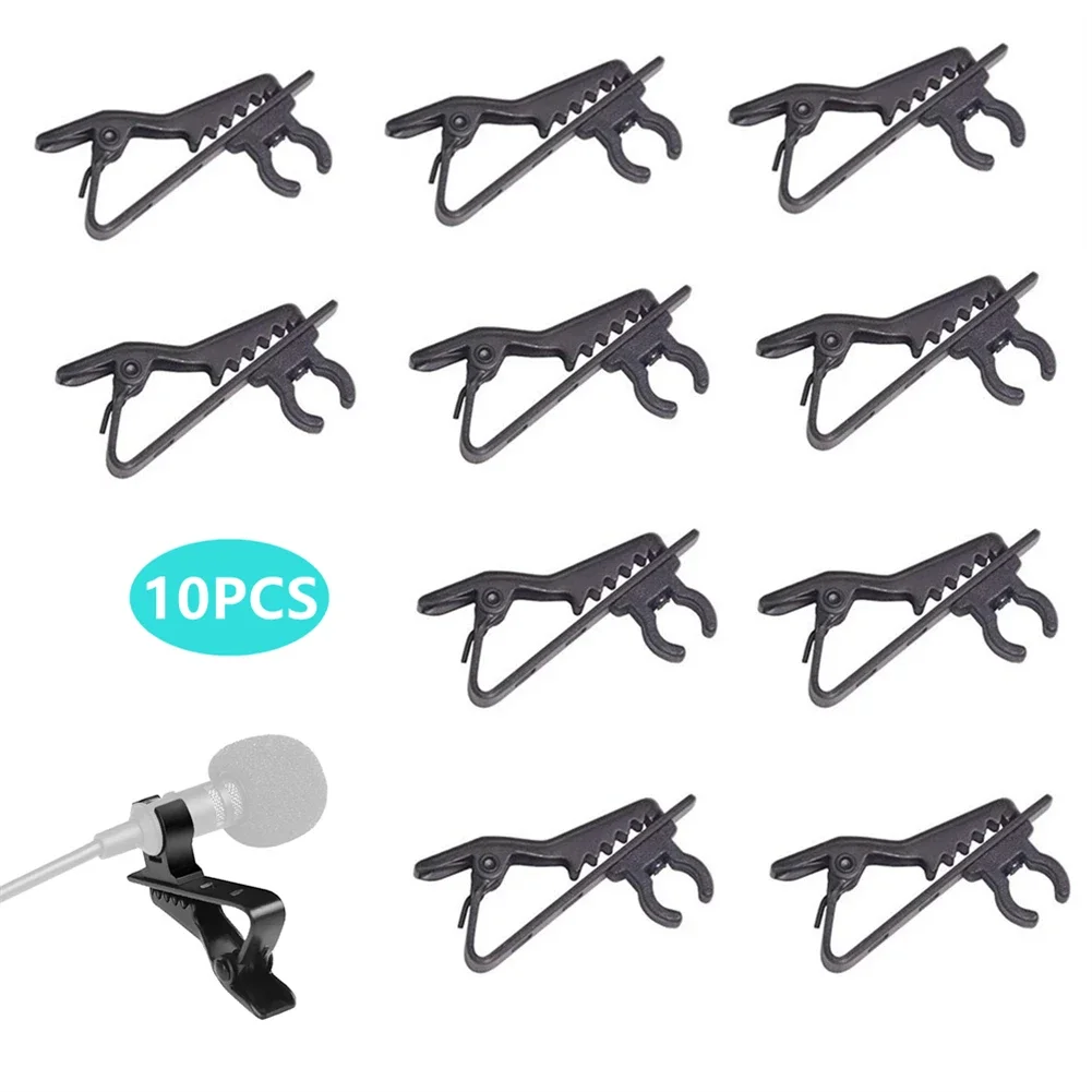 10 Pcs Versatile Protable Lavalier Mic Clip Lapel Tie Microphone Clamp Holder Lavalier Microphone Cable Flat Mouth Rotating Clip