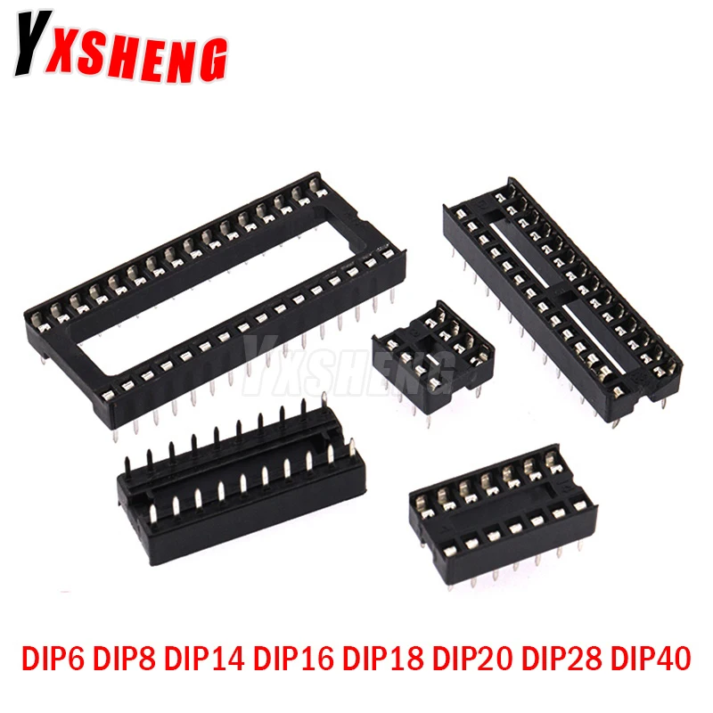 10PCS IC Sockets 2.54mm Connector 8 14 16 18 20 24 28 40 Pin DIP Socket Chips Base DIP6 DIP8 DIP14 DIP16 DIP18 DIP20 DIP28 DIP40