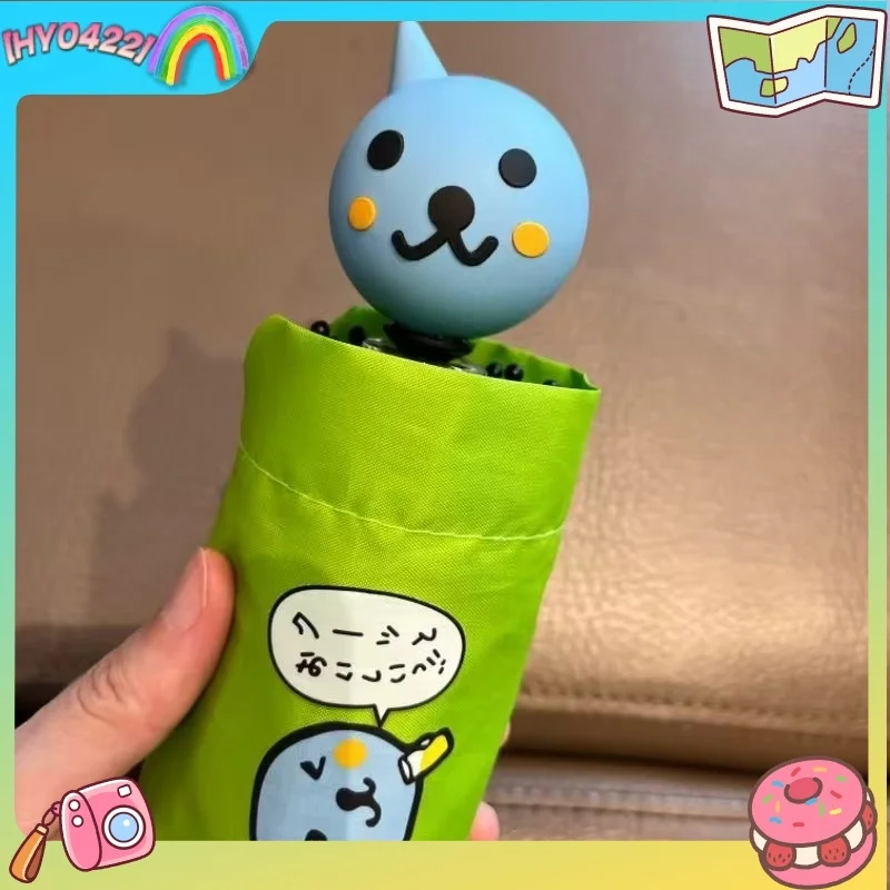 

Складной зонт Queer с милым мультяшным персонажем Qoo, трехсекционный, с черным покрытием, защита от солнца и дождя, портативный зонт для детей и взрослых