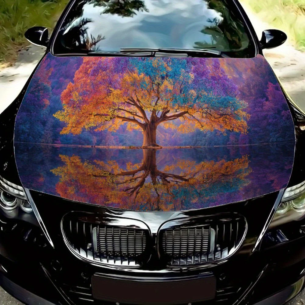 

Magical colorful forest tree car hood vinyl wraps sticker,auto exterior protective sticker,waterproof self-adhesive car packagin