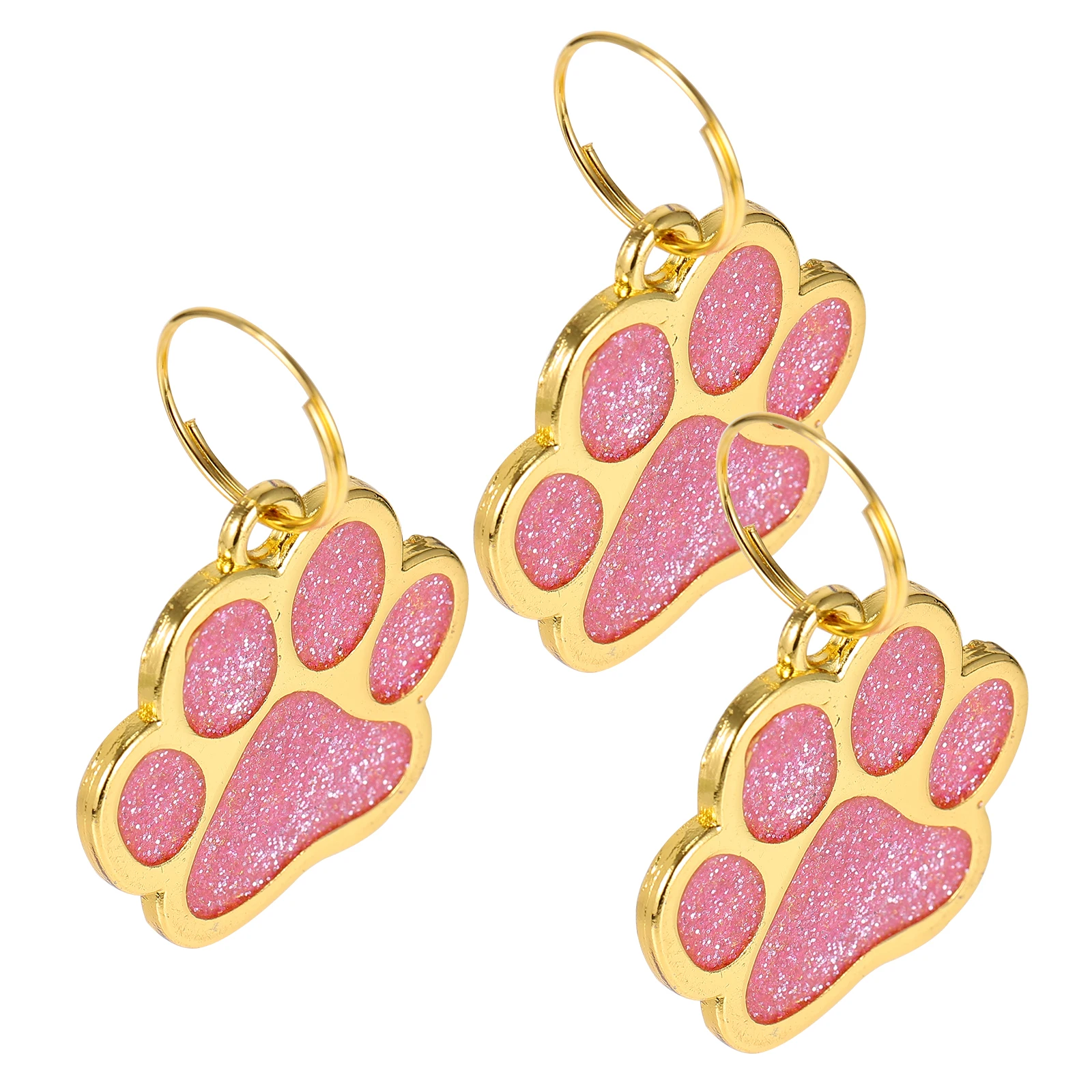 

3pcs Metal Dog Tags Zinc Alloy Pet Id Label Paw Hanging Name Card Adorable Stylish Delicate Design For Dog Cat Puppy