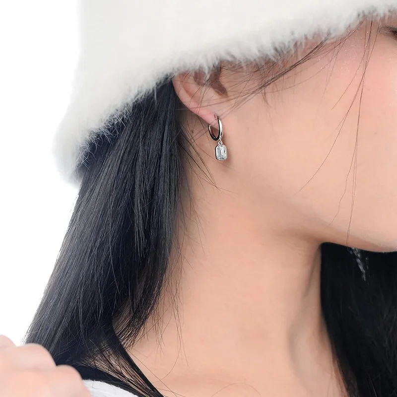 925 sterling silver Moissanite earrings, 0.8ct Moissanite pendant ring, round cut bright D color VVS1 clear Moissanite earrings