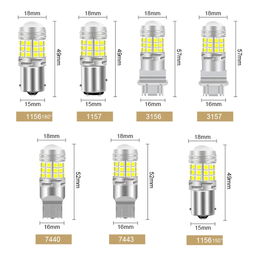 2x Led 1156 P21W BA15S PY21W BAU15S 1157 P21/5W BAY15D T20 7440 7443 T25 3157 3156 3030 42smd Reverse Brake Lights Red White