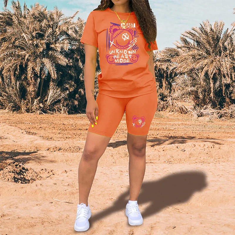 Summer Women Two Piece Set Sportswear T-Shirts and Shorts Ladies Casual O-Neck Pullover Short Sleeve T-Shirt Casual Tracksuit