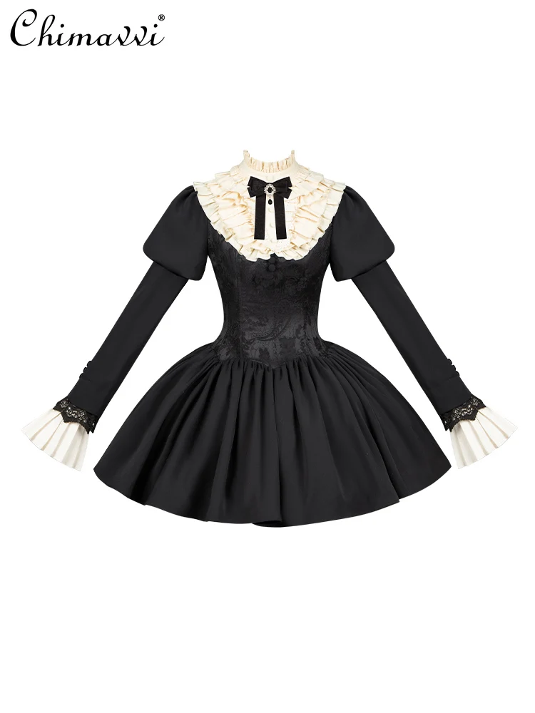 Oryginalny projekt Długa i krótka sukienka Op Wiosna i lato Nowy gotycki styl Ciemna dziewczyna Wysoka talia Elegancka sukienka Cosplay Lolita