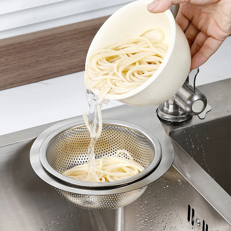 Kitchen Sink Strainer With Handle Stainless Steel Mesh Drain Filter Sink Drain Basket Waste Plug Strainers Kitchen Accessories