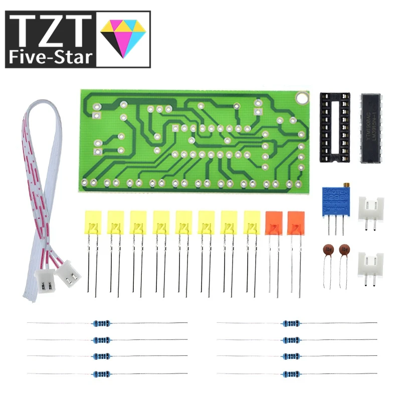 TZT 1/3 Stück Lustiger 10-Stufen-Audiopegel-Anzeiger LM3915 DIY-Kit Elektronische Audio-Anzeigesuite – Detail 7