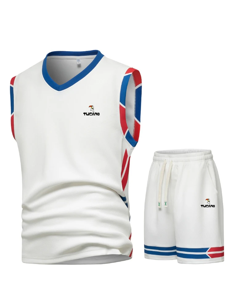 

TUCANO Ice Silk Qui Dry Свободный крой для бега, фитнеса, тренировочный спортивный комплект для мужчин, летний повседневный жилет для баскетбола