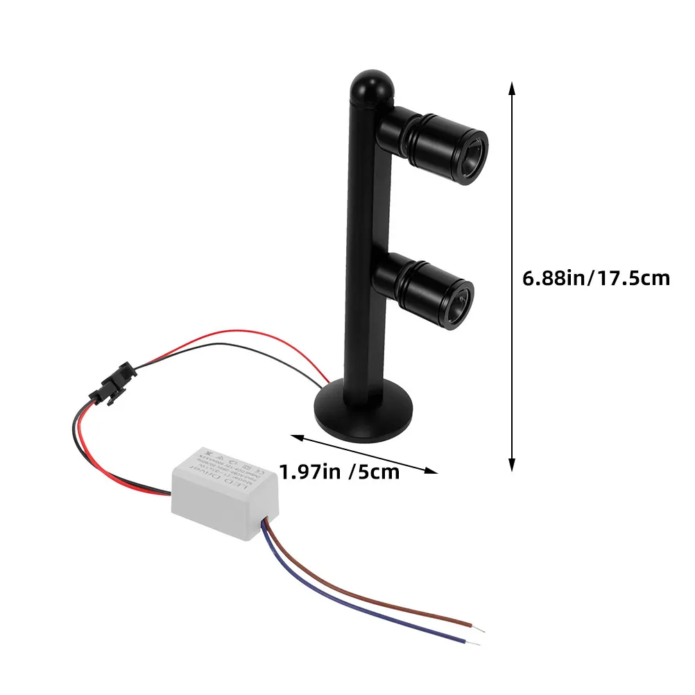 LED Cabinet Spotlight Rotatable Head Stable Flat Base for Showcase Indoor Display Lighting
