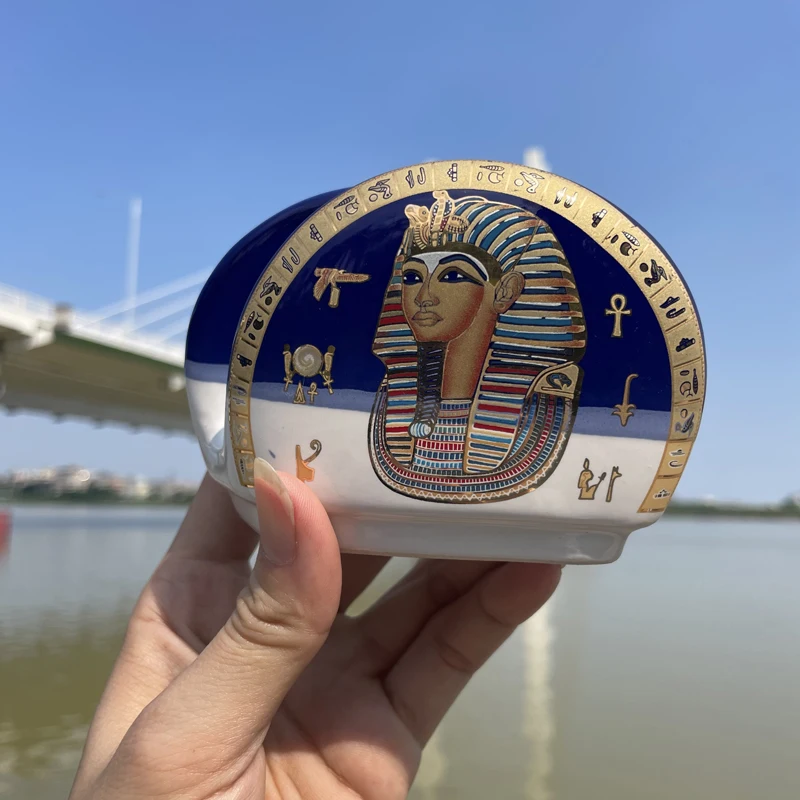 Ceramic napkin holder for Egyptian foreign trade export, creative home decor, ancient mythology, pharaoh