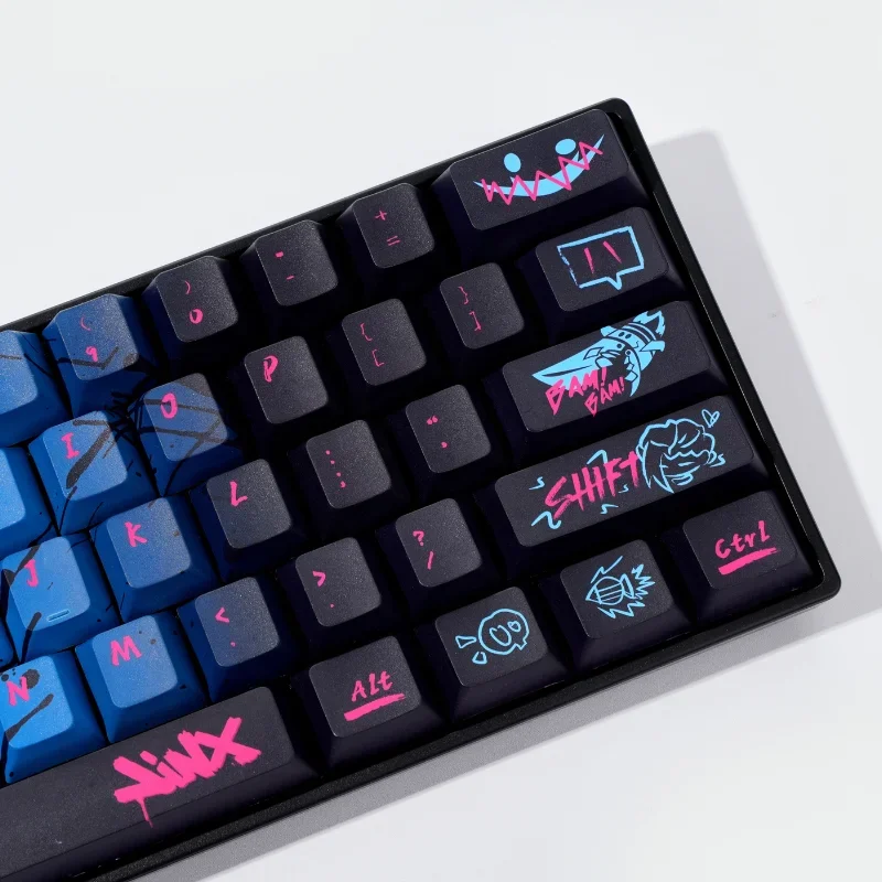

Jinx Theme 131 Keys Keycap Set for Mechanical Keyboard Gaming PBT Material Durable Keycaps Thermal Sublimation Technology