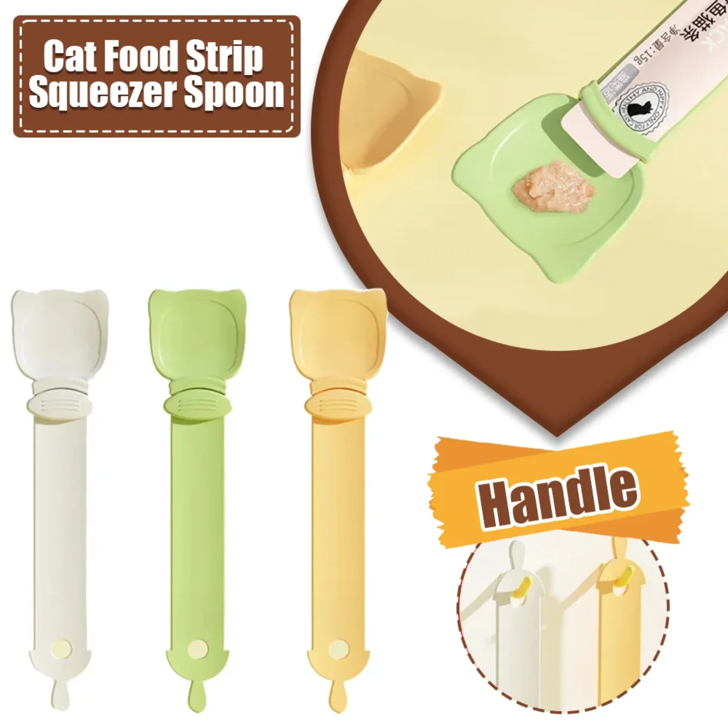 Pet Feed Spoon Food Scoop Cat Strip Squeezer Feeder Dispenser Indoors Puppy Kitten Snack Liquid Food Scoop Kitty Pet Supplies