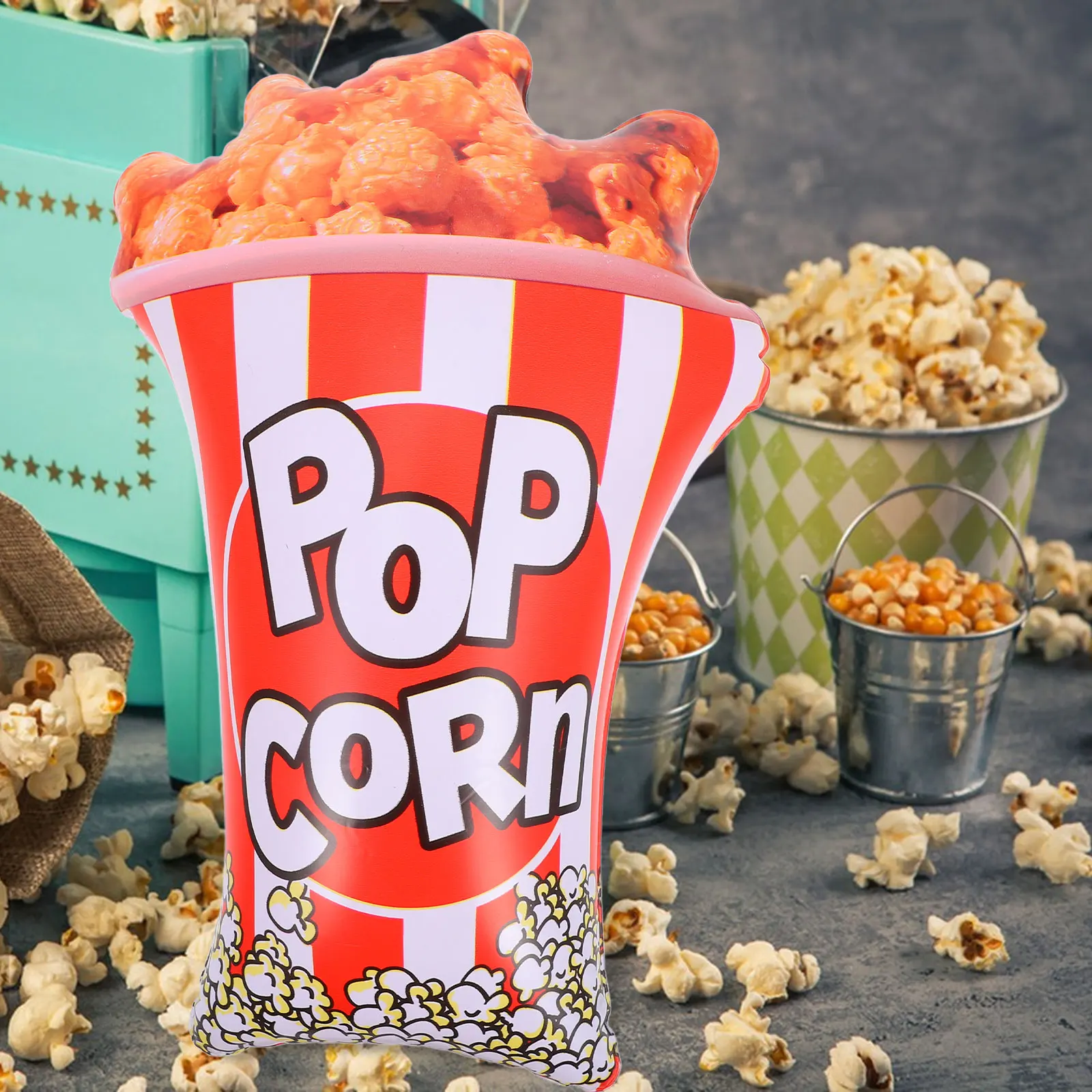 

3 Pcs Inflatable Popcorn Carnival Theme Party Decorations Prop Microwave Pvc Balloons