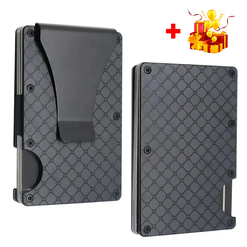 Portfel Carteira RFID luksusowy minimalistyczny Metal Tarjetero aluminium Hombre biznes Porta Tarjeta identyfikacja nowy przynieś Pochette