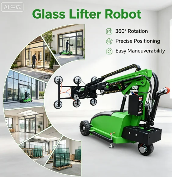 Customized 500kg 600kg 5m High Installing Window Europe Hydraulic Electric Vacuum Glass Lifter Lifting Machine Glazing Robot