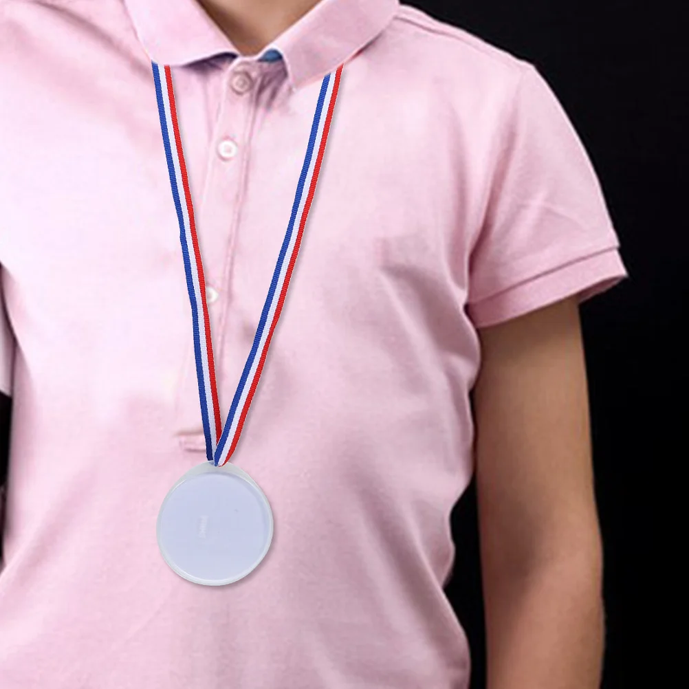 

12Pcs Blank Medals for Awards with Vibrant Ribbons DIY Medal Craft Supplies Perfect for Holiday Games Company Events