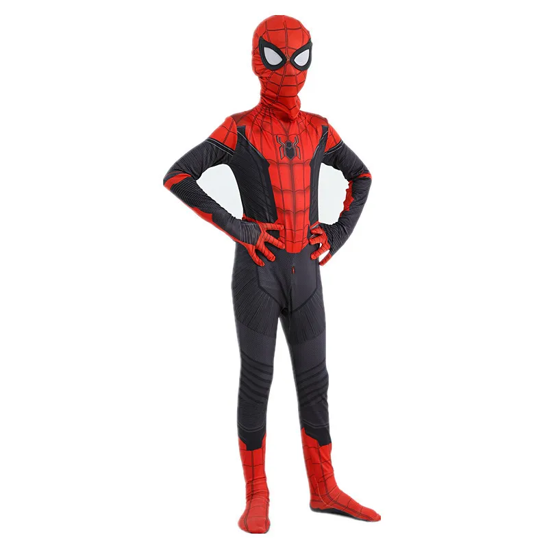 Kids Spider Superhero Costume Spandex Jumpsuit Halloween Costumes Suit for Boys Head Cover Separation Party Set