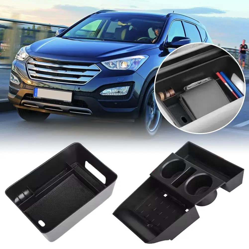 

For 2024 Hyundai Santa Fe Insert Glove Pallet Organizer Storage Box with Under Center Holder Console Tray Cup Armrest U2R1