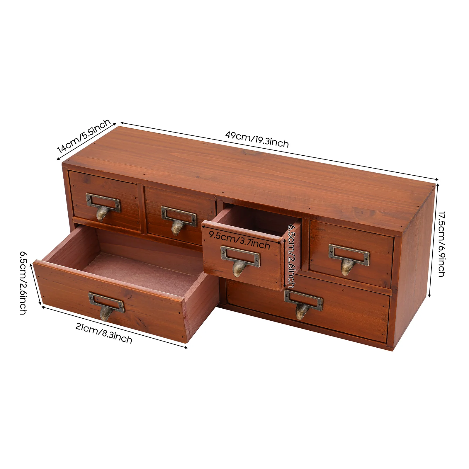 

6-Drawer Wooden Desktop Shelf Sundry Stationery Organizer Desk Office Drawer Storage Cabinet Cosmetic Storage Box