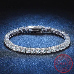 Charm Bracelets For Women High Quality S925 Silver Platinum Plated Moissanite Bracelet Simple Personality Wedding Jewelry Gift
