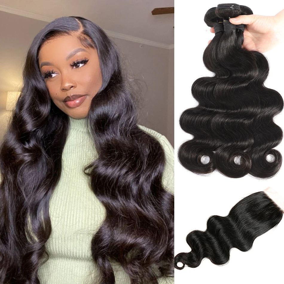 

100% Ombre Human Hair Body Wave 3 Bundles With Closure 10A Unprocessed Vietnamese Bundles Raw Virgin Hair Bundles And Closure