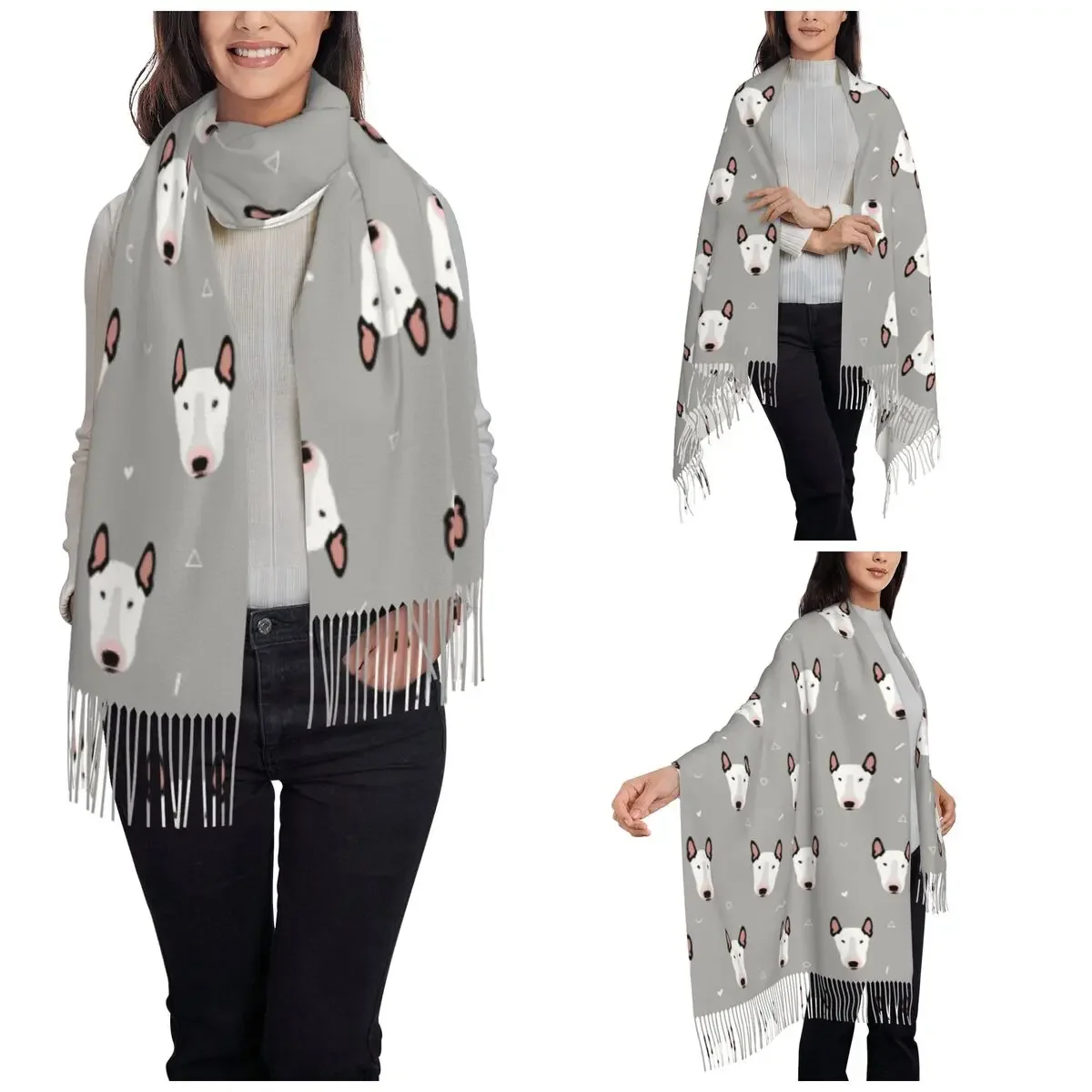 Bull Terriers Shawl Wrap for Womens Winter Warm Large Long Scarf Gift for Animal Dog Lover Pashmina Shawl Scarves