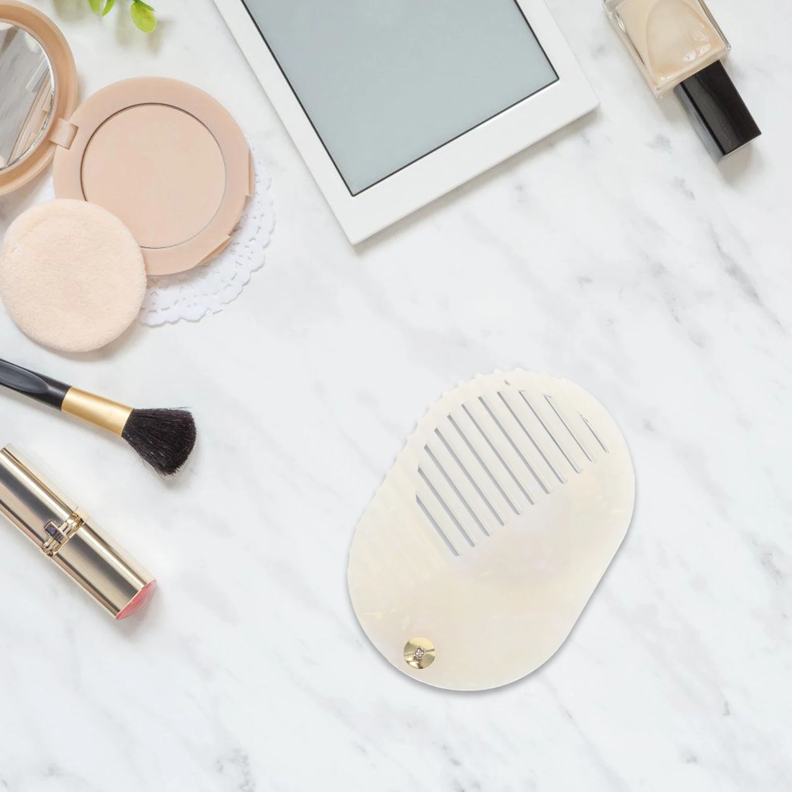 

Mirror Comb Hair Brush With Mirror Mini Compact Travel Stylish Frizzy Static Reduction Grooming Tool Women Girls Acetate Glass