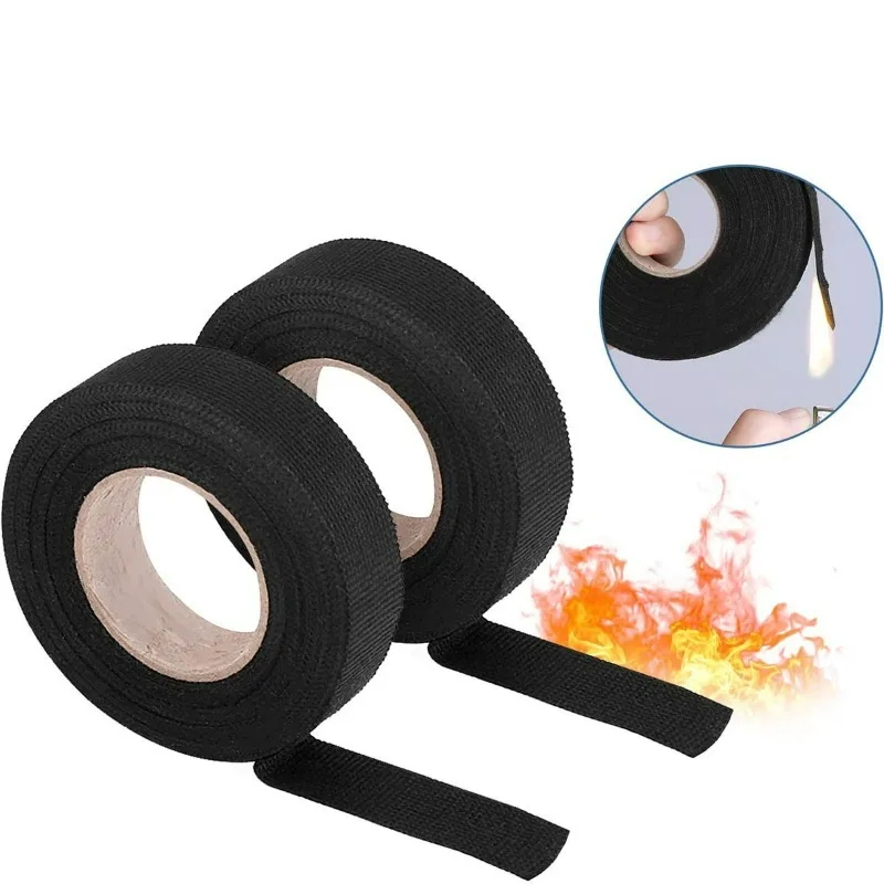 Black Automotive Wiring Harness Tape, Self‑adhesive Fabric Tape for Car Motorcycle Wire Harness Protection