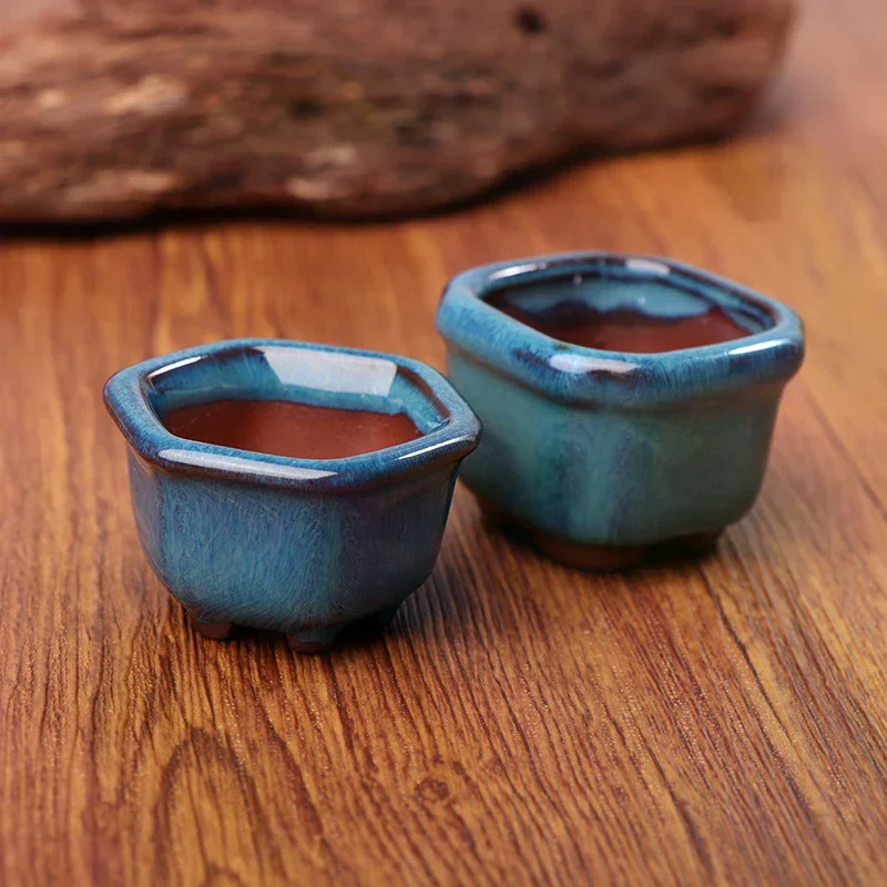 Mini Plant Pots Flower Pot With Holes Garden Chinese Style Bonsai Flowerpot Purple Sand Craft Plant Pot Planter Home Decoration