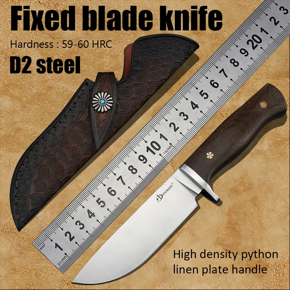 

High Quality Hunting Survival Knives Outdoor Utility Tactical EDC Hand Tool Camping Fixed Blade Knife D2