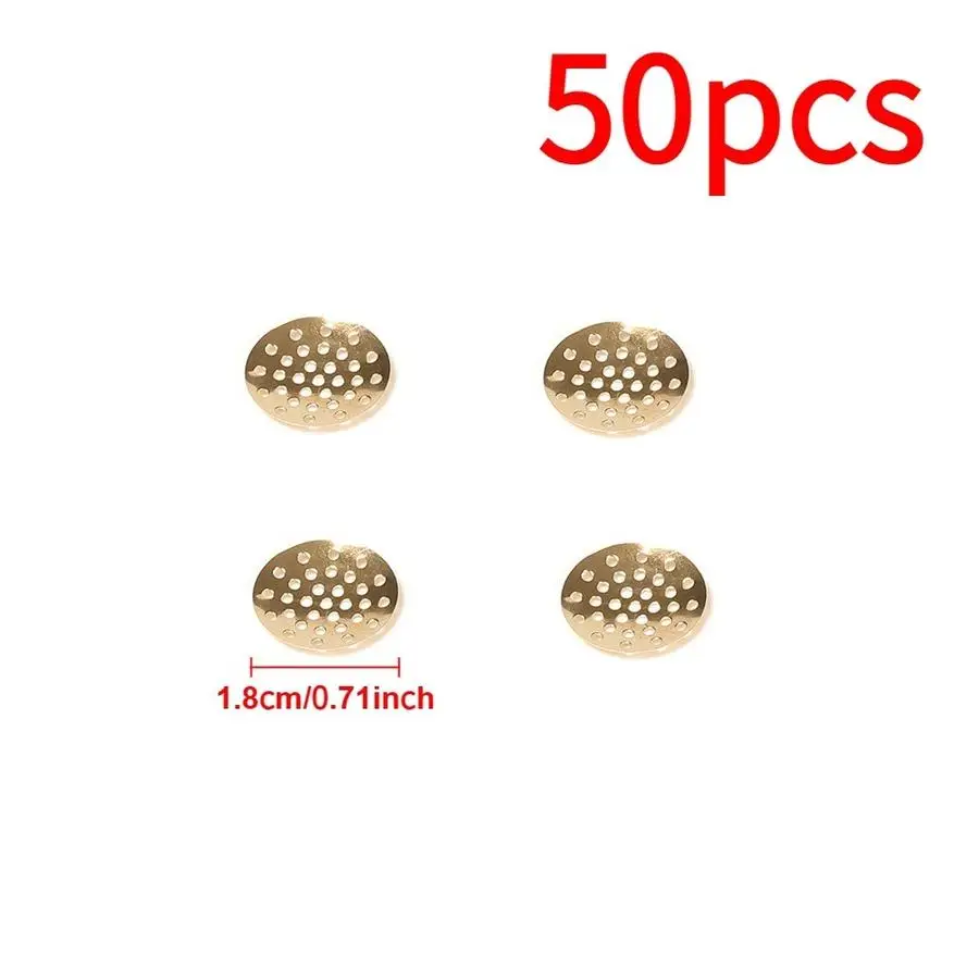1/5/10/20/50/100pcs hollow, round porous metal bases for jewelry, end caps for hairpieces, earrings, brooches, round jewelry set